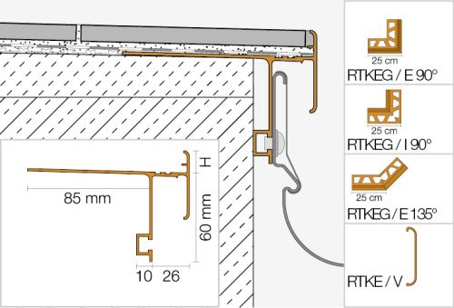 Schlüter-BARA-RTKEG vnější růžek 135 st., hliník komaxit pastelově šedá, v: 15 mm, 1 ks