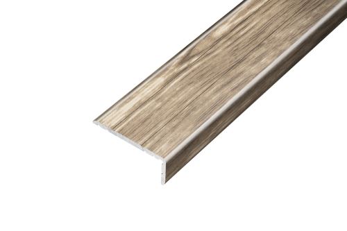 AP5 schodová lišta samolepící B, hliník+fólie dub šedožíhaný, v:10 mm, š:25 mm, d:2,7m