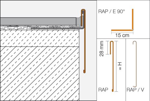 Schlüter-BARA-RAP vnější růžek 90 st., hliník komaxit pastelově šedá, v: 75 mm, 1 ks
