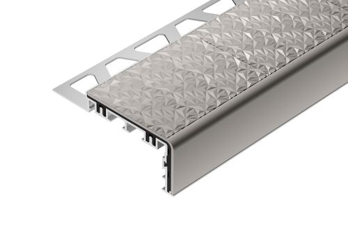 Schlüter-TREP-V60 schodová lišta, hliník komaxit kamenná šedá, v: 11 mm, d: 1 m