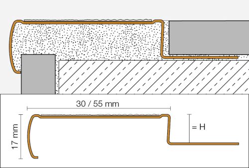 Schlüter-TREP-GL schodová lišta, nerez transparentní šedá V2A, v: 11 mm, d: 2,5 m