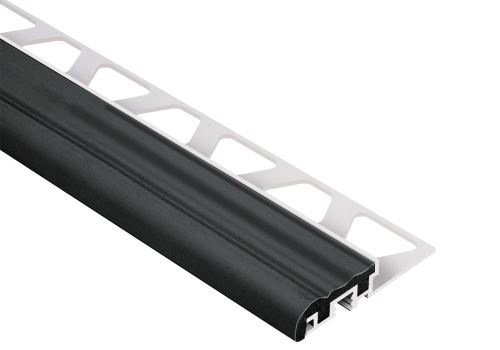 Schlüter-TREP-S schodová lišta, hliník, vložka grafitově černá, v: 8 mm, d: 1,5 m