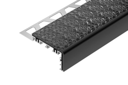 Schlüter-TREP-V60 schodová lišta, hliník komaxit spárová šedá, v: 12,5 mm, d: 2 m