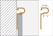Schlüter-RONDEC-DB ukončovací lišta "C", hliník elox mosaz mat, v: 14 mm, d: 2,5 m (2)