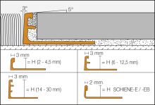 Schlüter-SCHIENE-M ukončovací lišta "L", mosaz přírodní flexi, v: 10 mm, d: 2,5 m (1)
