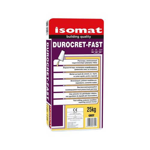 ISOMAT DUROCRET–FAST Rýchlo tuhnúca opravná cementová malta, obohatená polymérmi, sivá, 25 kg