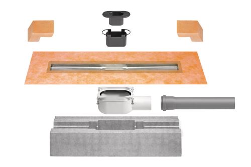 Schlüter-KERDI-LINE liniový žlab, nerez V2A, v: 78 mm, DN 40, 1 ks, 800 mm