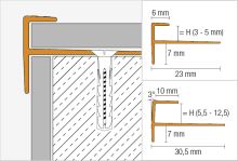Schlüter-VINPRO-STEP schod. lišta pro vinyl, hliník elox chrom kartáč, v: 10 mm, d: 2,5 m (2)