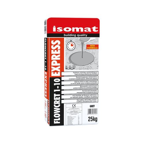 ISOMAT FLOWCRET 1-10 EXPRESS Rýchlo tuhnúci samonivelačný polymérový cementový poter, sivý, 25 kg