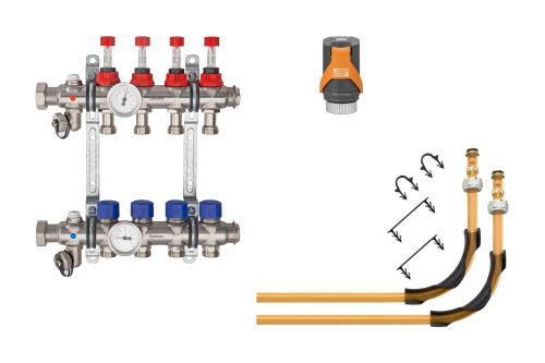 Schlüter-BEKOTEC-THERM-AS-HB připoj. sada s pohony EAHB, 10 okruhů, trubka 16 mm, 1 ks