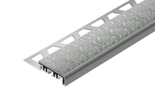Schlüter-TREP-V42 schodová lišta, hliník komaxit světle šedá, v: 9 mm, d: 3 m